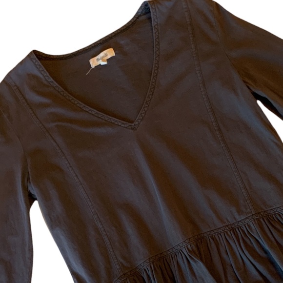 MADEWELL Deep V Peplum Zigzag Stitching Tee - SZ XS Charcoal Gray - Picture 7 of 12